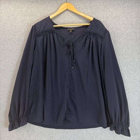 Current Air Los Angeles‎ Womens Navy Blue Long Sleeve Blouse Top FLAW Size 3X - Picture 1 of 16